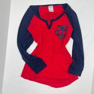 VTG Victoria's Secret PINK Tee in Red Blue Women's Small Minnesota Twins MLB